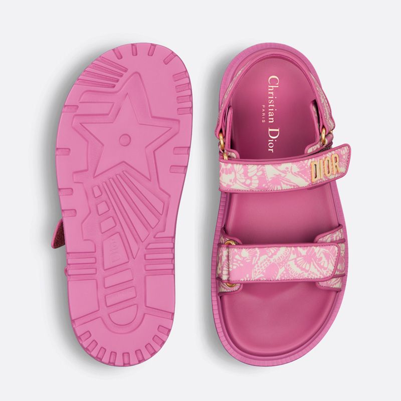 DiorAct Sandals Women Butterfly Allover Motif Leather Rose - Image 3