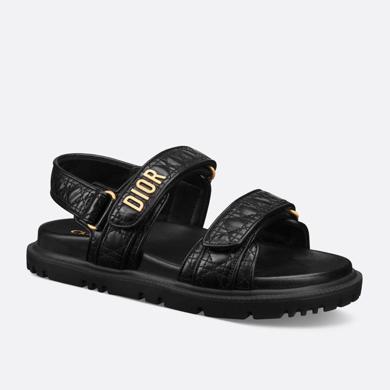 DiorAct Sandals Women Quilted Cannage Calfskin Black - Image 2