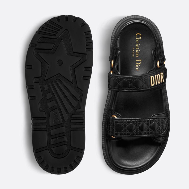 DiorAct Sandals Women Quilted Cannage Calfskin Black - Image 3