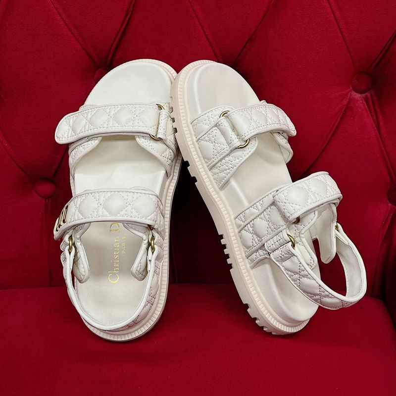 DiorAct Sandals Women Quilted Cannage Calfskin White - Image 2