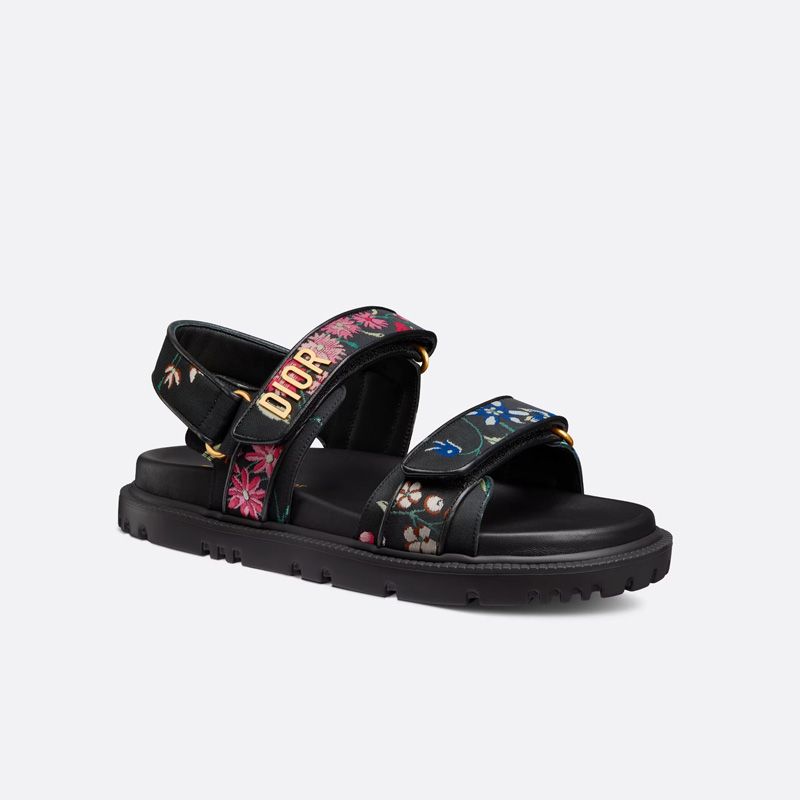 DiorAct Sandals Women Petites Fleurs Technical Fabric Black - Image 2