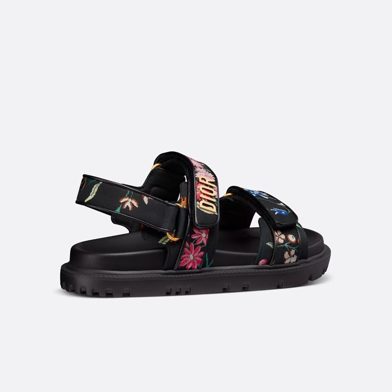 DiorAct Sandals Women Petites Fleurs Technical Fabric Black - Image 3