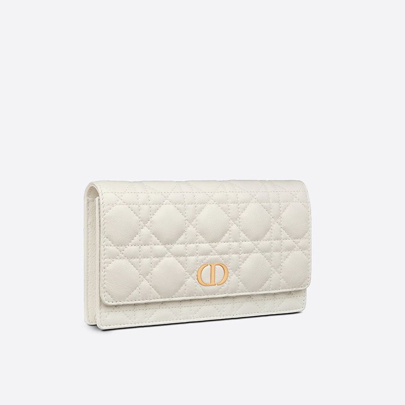 Dior Caro Belt Pouch with Chain Cannage Calfskin White - Image 2