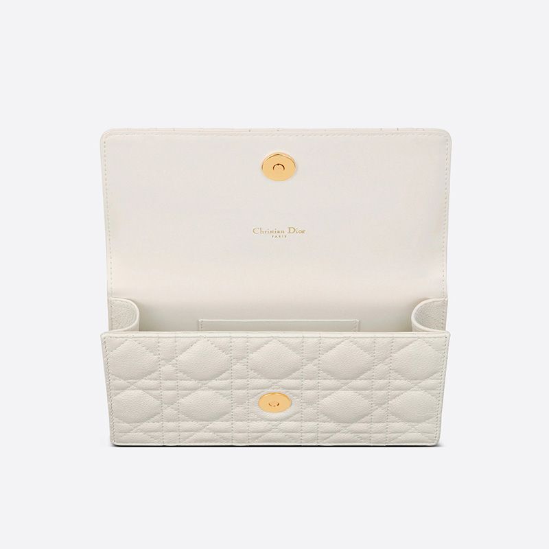 Dior Caro Belt Pouch with Chain Cannage Calfskin White - Image 4