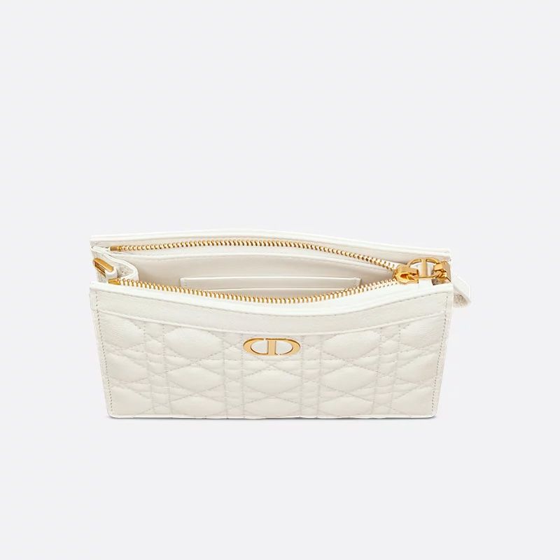 Dior Caro Every Dior Pouch In Supple Cannage Calfskin White - Image 4
