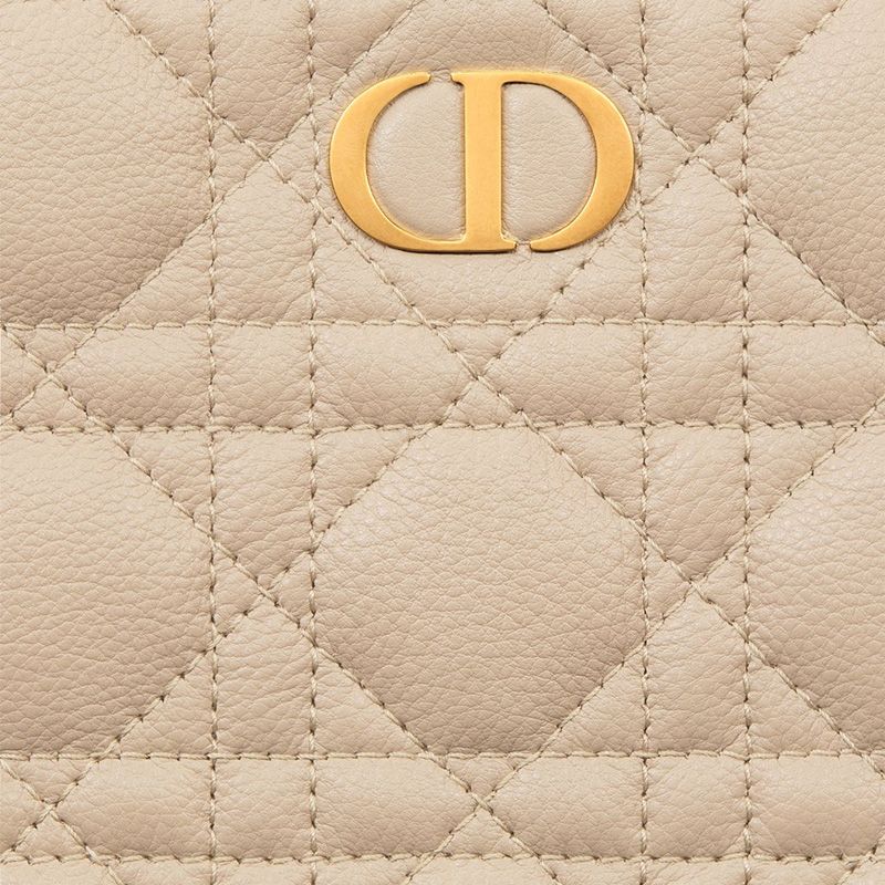 Large Dior Caro Daily Pouch In Supple Cannage Calfskin Apricot - Image 4