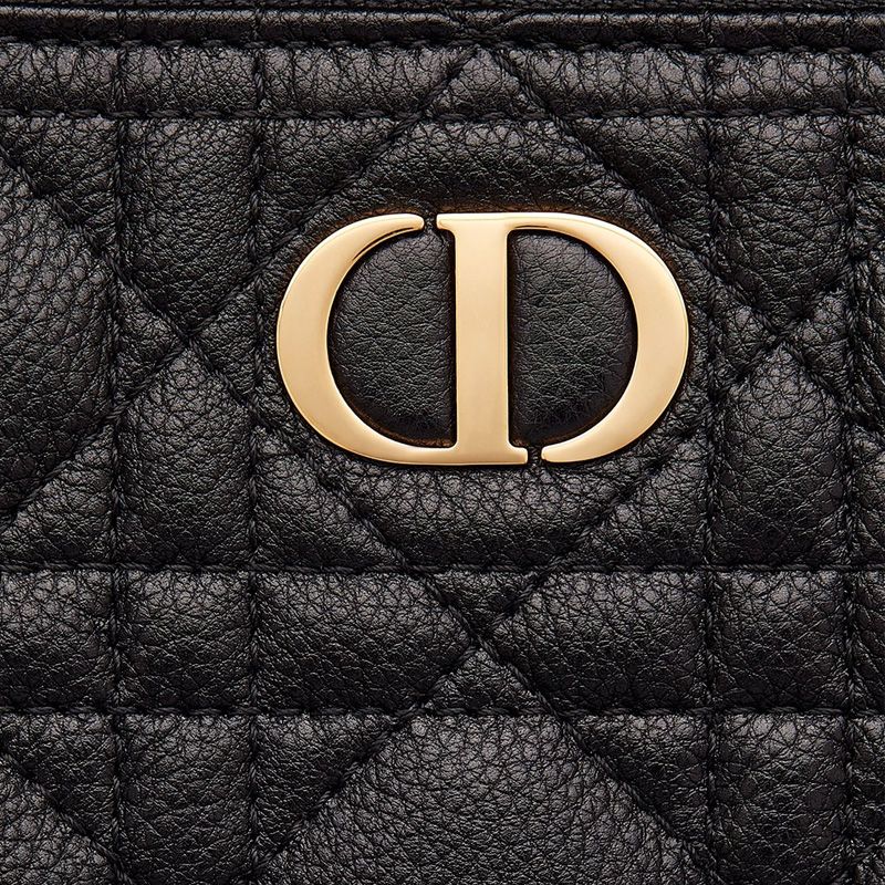 Large Dior Caro Daily Pouch In Supple Cannage Calfskin Black - Image 4