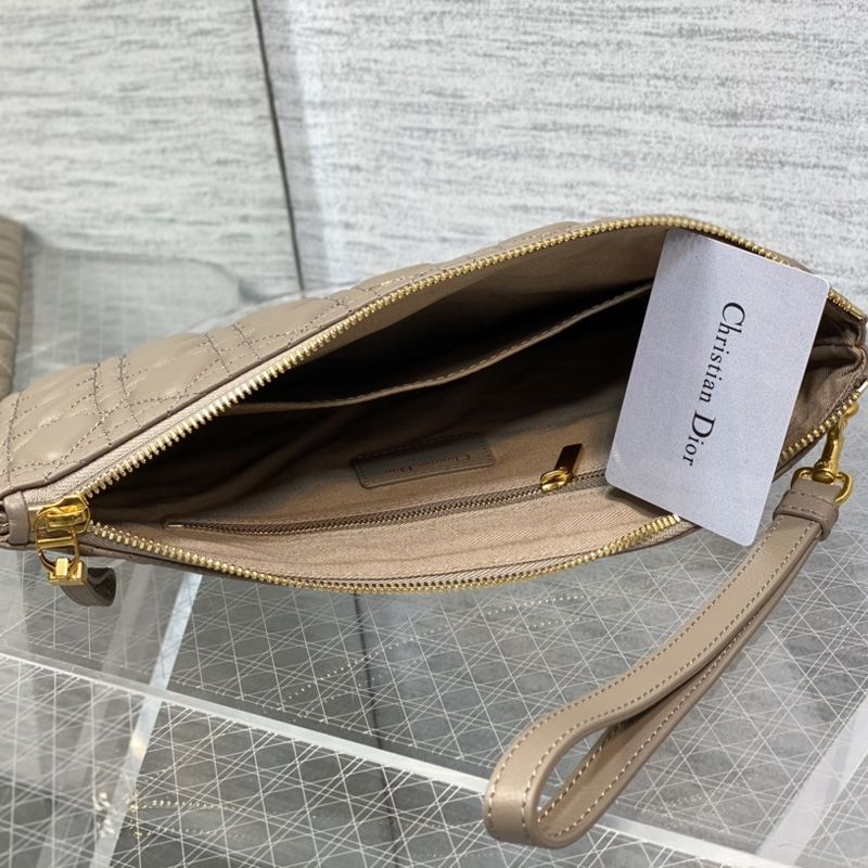 Large Dior Caro Daily Pouch In Supple Cannage Calfskin Taupe - Image 3