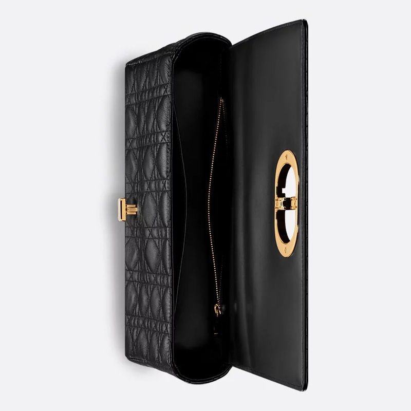 Large Dior Caro Bag In Supple Cannage Calfskin Black - Image 4