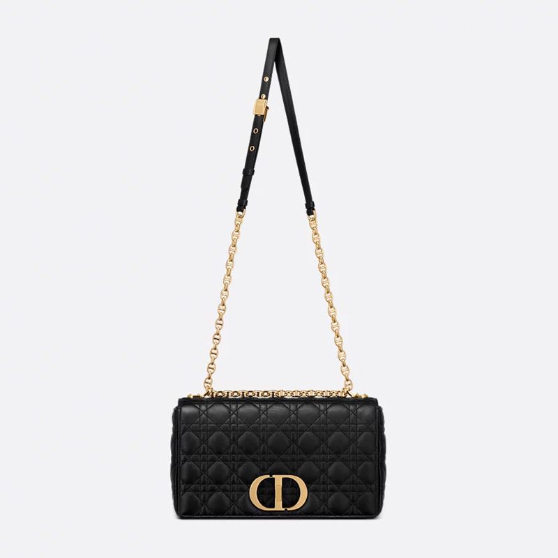 Large Dior Caro Bag In Supple Cannage Calfskin Black - Image 5