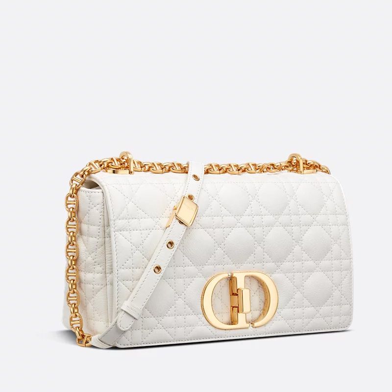 Medium Dior Caro Bag In Supple Cannage Calfskin White - Image 2