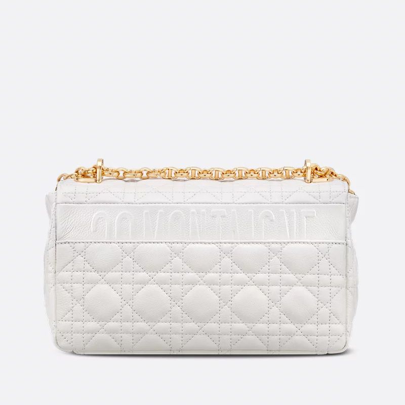 Medium Dior Caro Bag In Supple Cannage Calfskin White - Image 3
