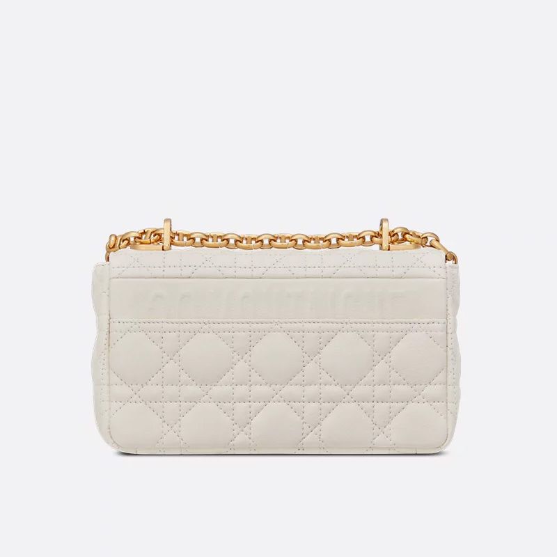 Small Dior Caro Bag In Supple Cannage Calfskin White - Image 3
