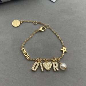 Diorevolution Bracelet Metal with Resin Pearl, Star Charm and DIOR Signature Embellished Crystals Gold