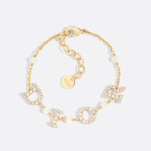 Diorevolution Bracelet Metal with Resin Pearls and DIOR Signature Embellished Crystals Gold