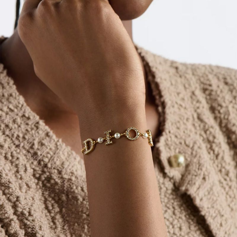 Diorevolution Bracelet Metal with Resin Pearls and DIOR Signature Embellished Crystals Gold - Image 2
