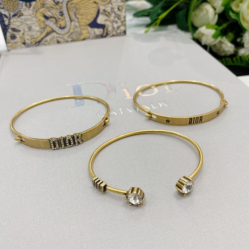 Diorevolution Bracelet Set Antique Metal with Crystals Gold - Image 3