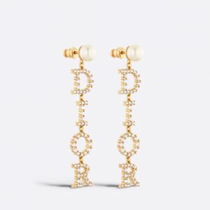 Diorevolution Earrings Metal with Resin Pearls and DIOR Signature Embellished Crystals Gold