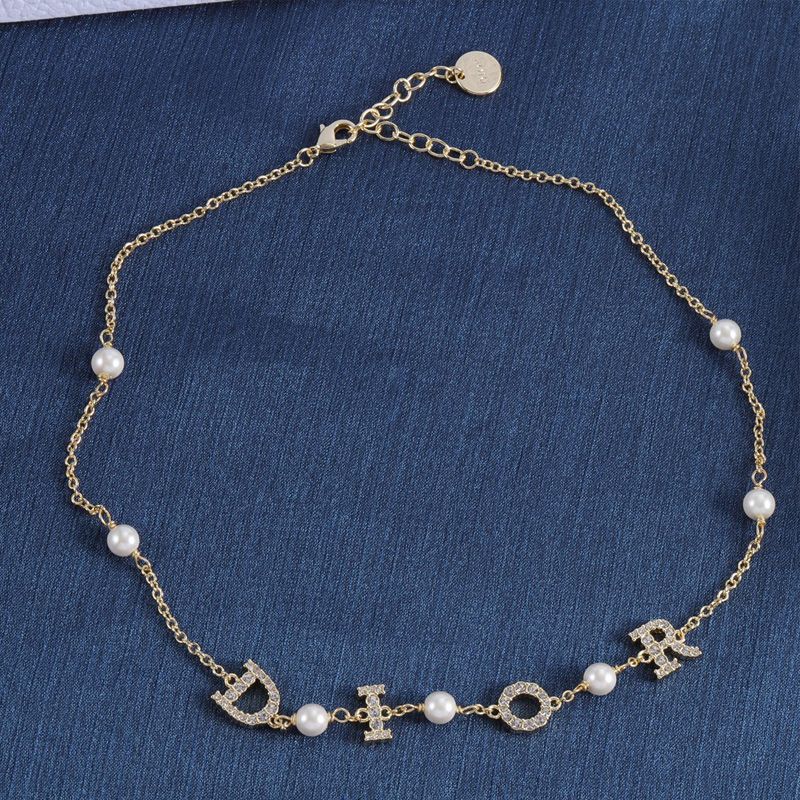 Diorevolution Necklace Metal with Resin Pearls and DIOR Signature Embellished Crystals Gold - Image 3