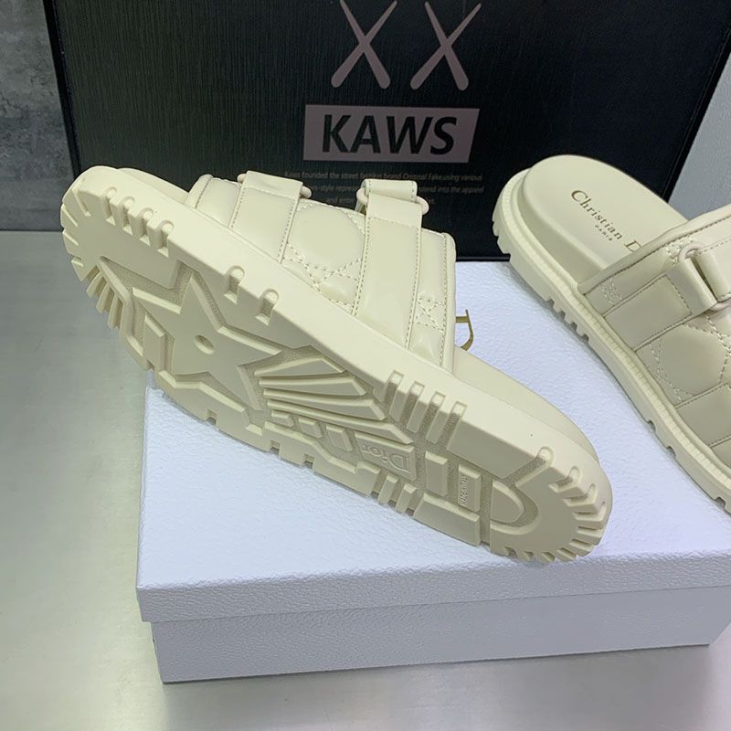 Diorevolution Slides Women Quilted Cannage Calfskin White - Image 5