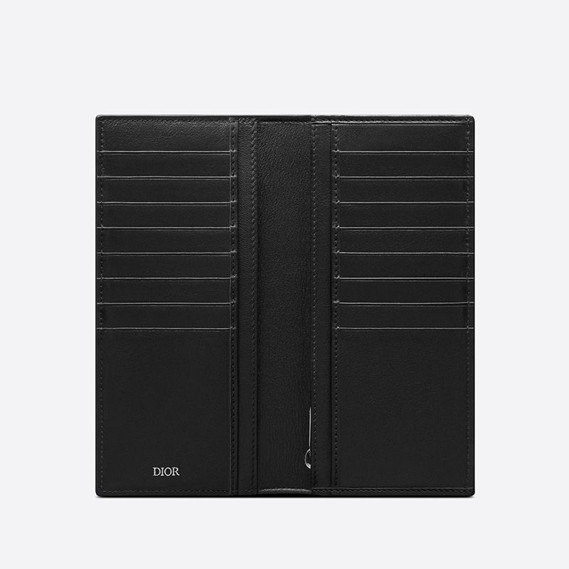 Large Dior Vertical Wallet CD Diamond Motif Canvas Black - Image 2