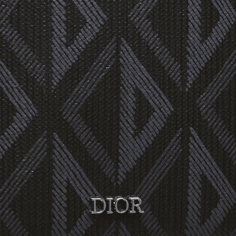 Large Dior Vertical Wallet CD Diamond Motif Canvas Black - Image 4