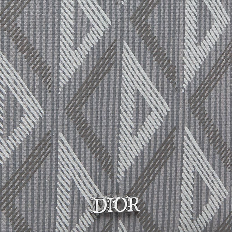 Large Dior Vertical Wallet CD Diamond Motif Canvas Grey - Image 4