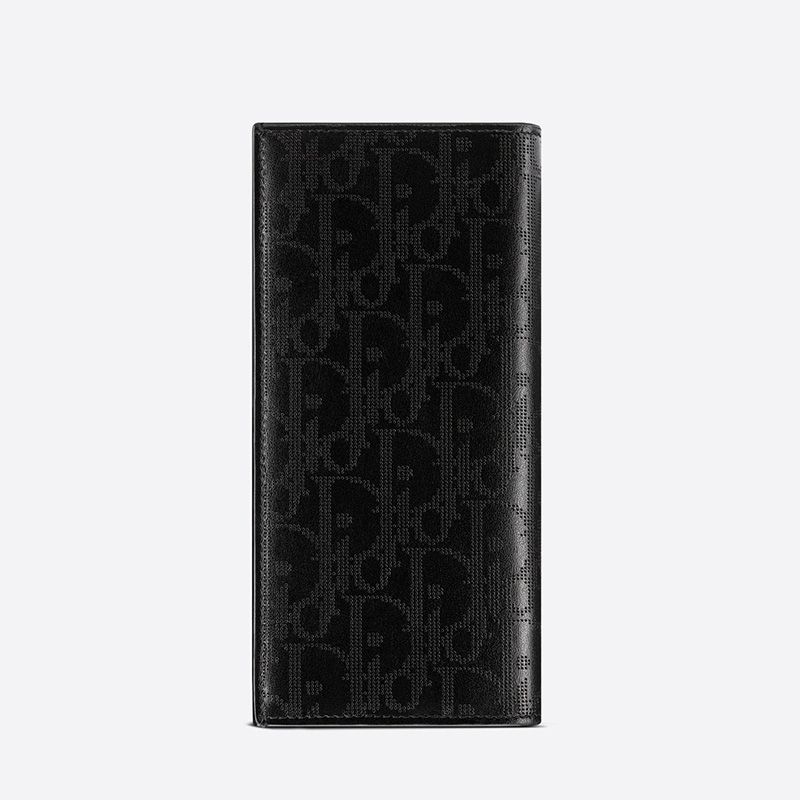 Large Dior Vertical Wallet Oblique Galaxy Leather Black - Image 2