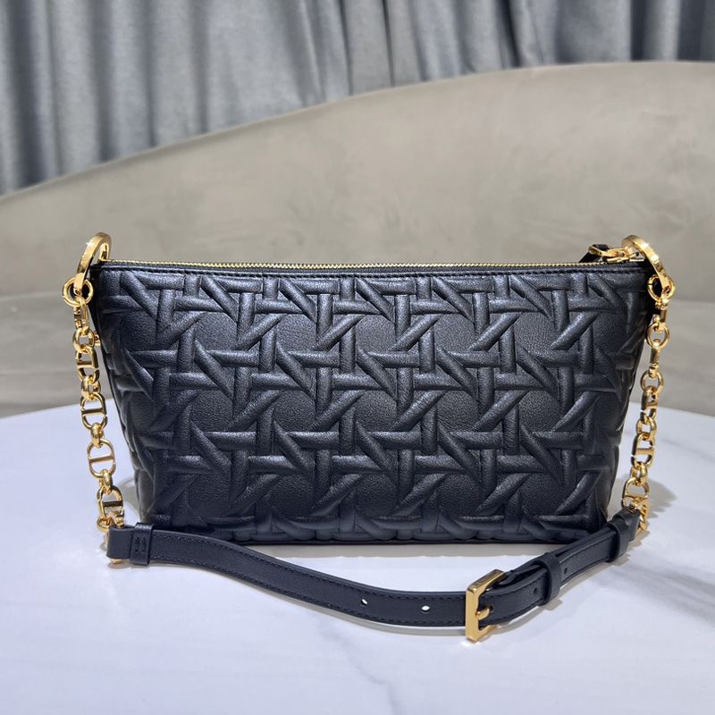 Diorstar Hobo Bag with Chain In Graphic Cannage Calfskin Black - Image 2