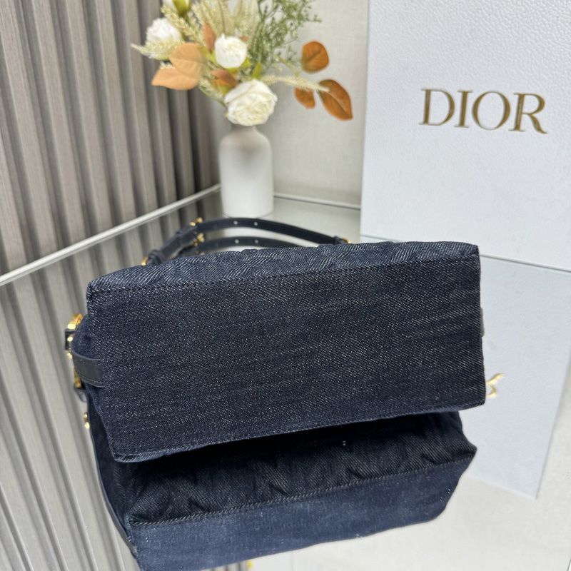 Diorstar Hobo Bag with Chain In Graphic Cannage Denim Blue - Image 4