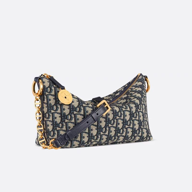 Diorstar Hobo Bag with Chain In Oblique Motif Canvas Blue - Image 2