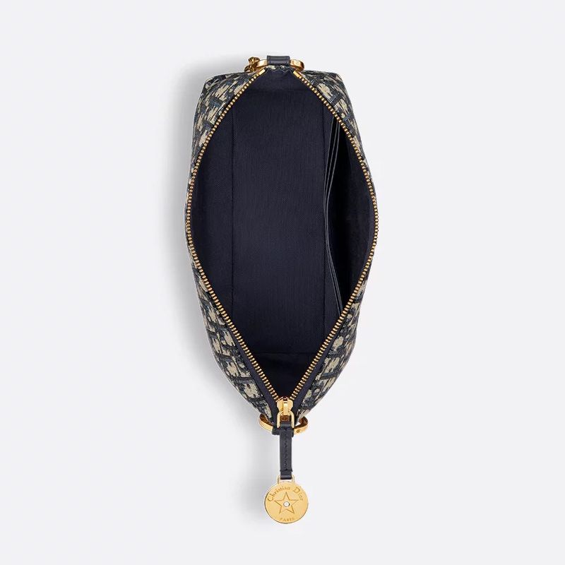 Diorstar Hobo Bag with Chain In Oblique Motif Canvas Blue - Image 4