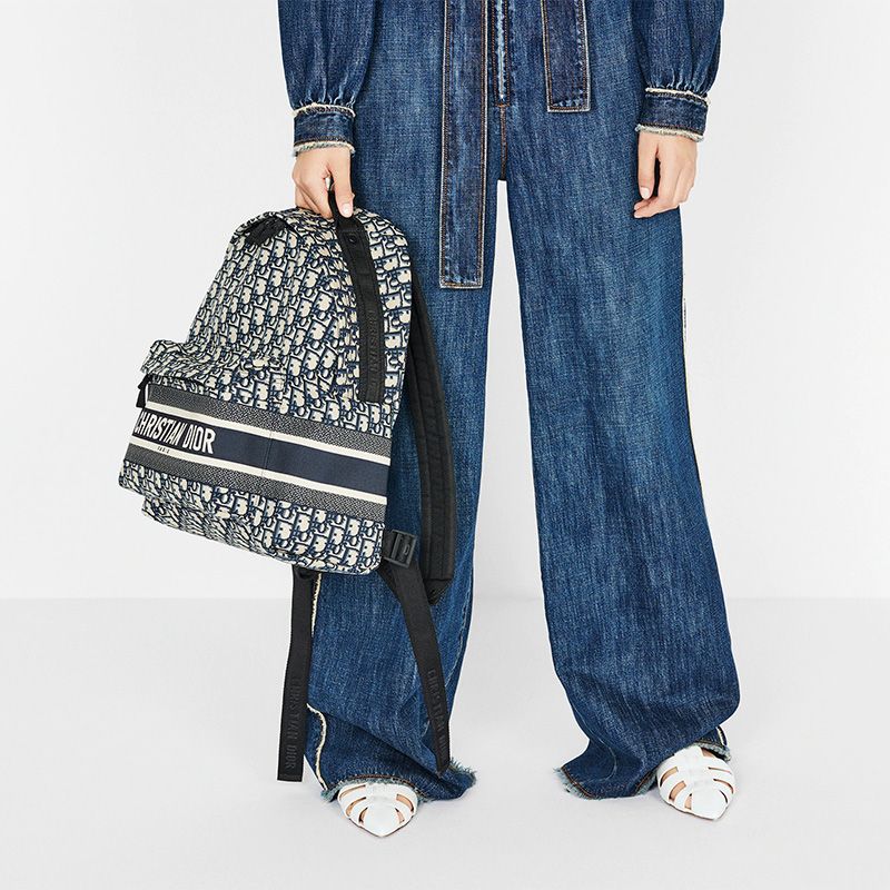DiorTravel Backpack In Oblique Motif Canvas Blue - Image 5