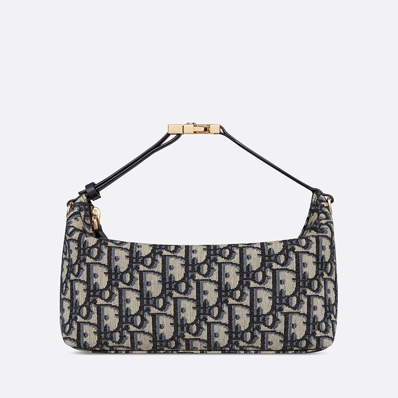 Medium DiorTravel Nomad Pouch In Oblique Motif Canvas Blue