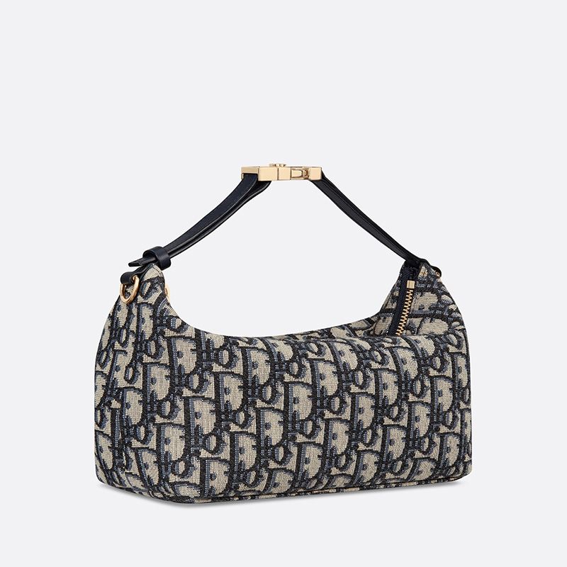 Medium DiorTravel Nomad Pouch In Oblique Motif Canvas Blue - Image 2