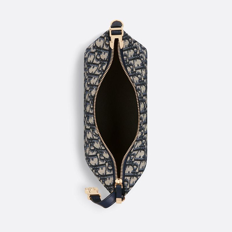 Medium DiorTravel Nomad Pouch In Oblique Motif Canvas Blue - Image 4