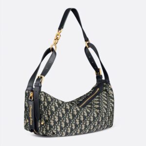 Small Dior D-Journey Bag In Oblique Motif Canvas Blue