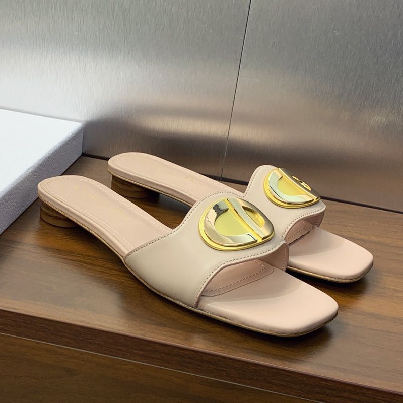 Forever Dior Slides Women Calfskin Khaki - Image 2