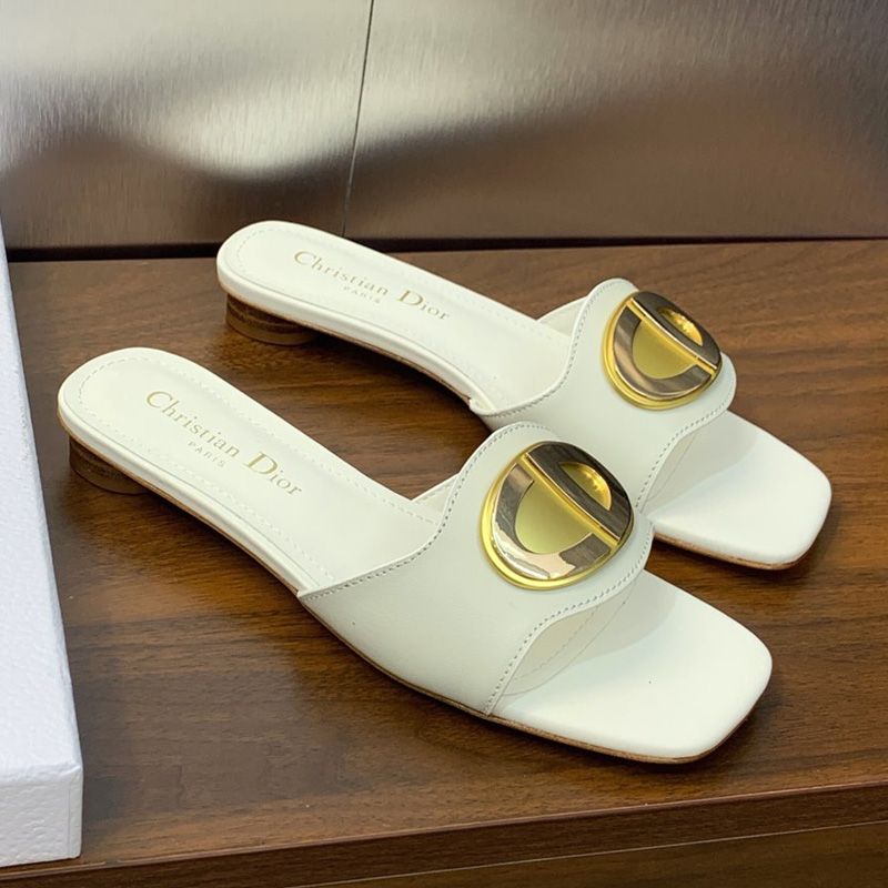 Forever Dior Slides Women Calfskin White - Image 2