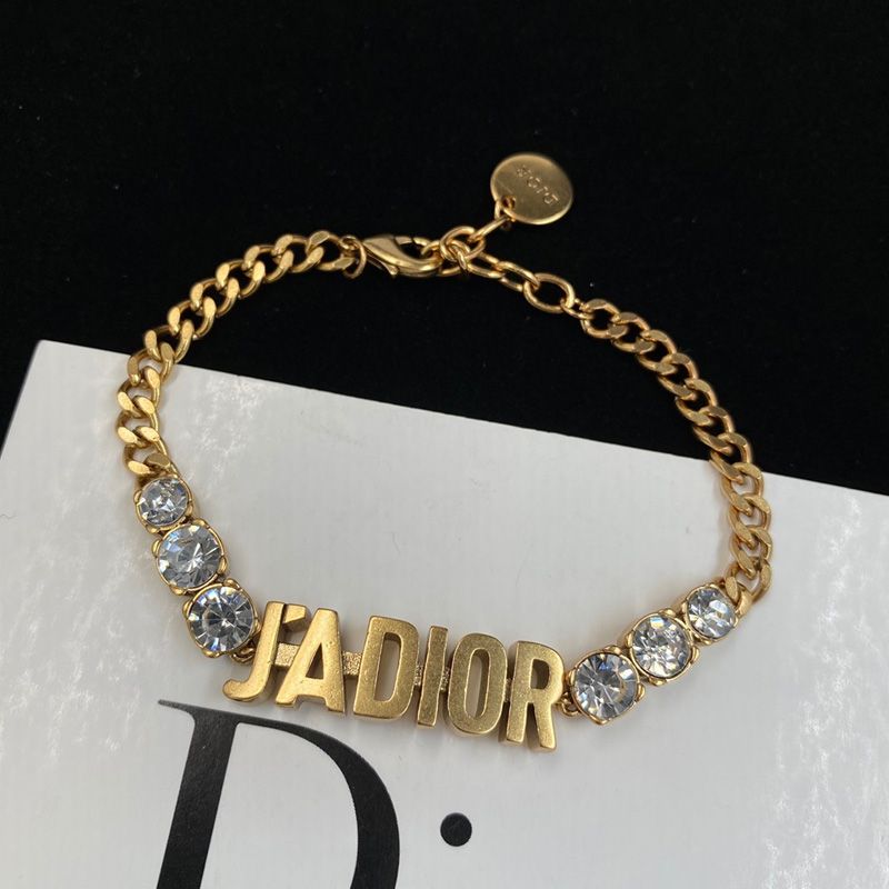 J'Adior Bracelet Antique Metal with Crystals Gold
