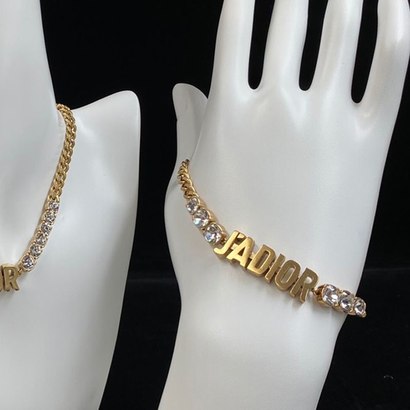 J'Adior Bracelet Antique Metal with Crystals Gold - Image 2