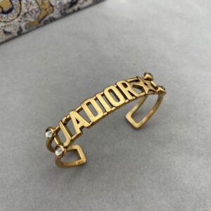 J'Adior Bangle Antique Metal with J'ADIOR Star Signature and Crystals Gold