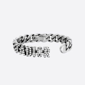 J'Adior Hinge Bangle Antique Metal with J'Adior Signature Embellished Crystals Silver