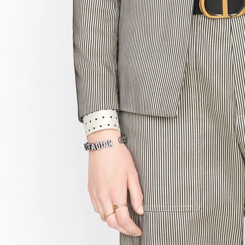 J'Adior Hinge Bangle Antique Metal with J'Adior Signature Embellished Crystals Silver - Image 2