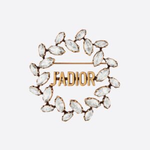 J'Adior Laurel Brooch Antique Metal with J'Adior Circle Embellished Marquise-cut Crystals Gold