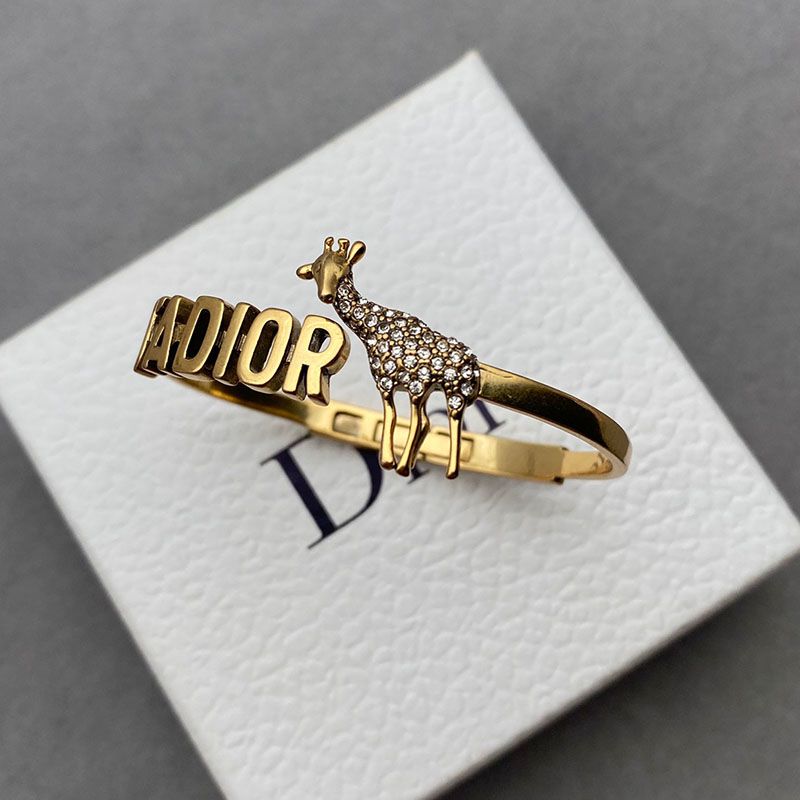 J'Adior Hinge Bangle Metal with J'Adior Signature and Giraffe Charm Embellished Crystals Gold - Image 2