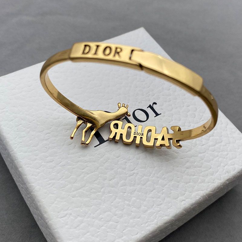 J'Adior Hinge Bangle Metal with J'Adior Signature and Giraffe Charm Embellished Crystals Gold - Image 4