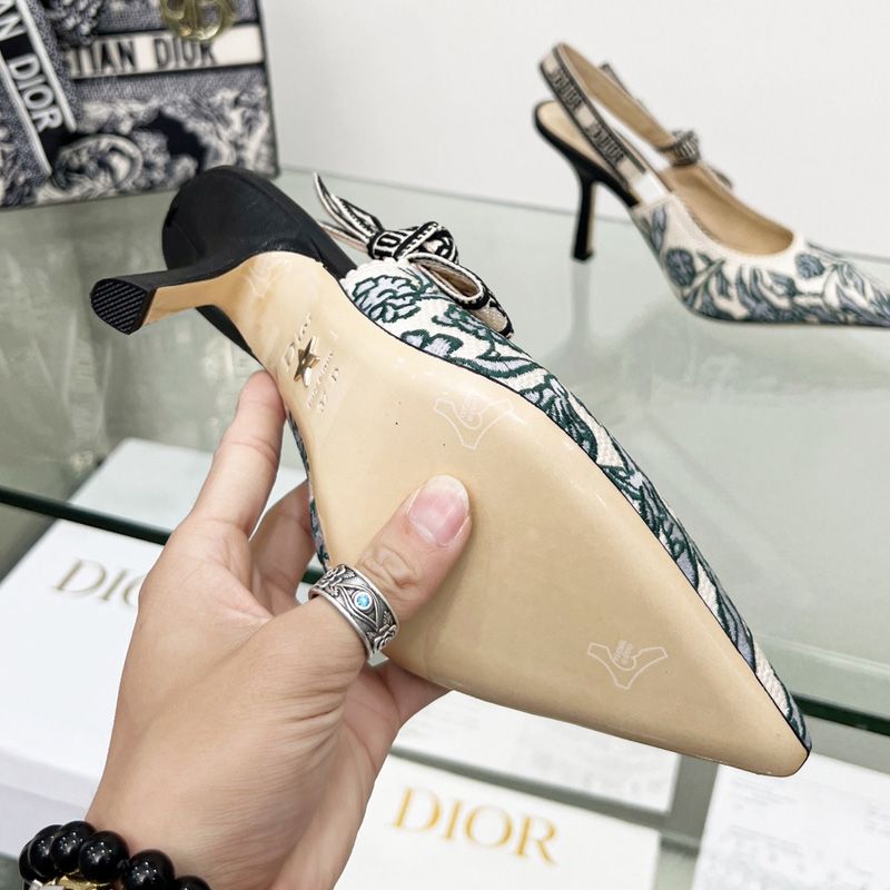 J'Adior Slingback Pumps Women Brocart Motif Canvas Blue - Image 3