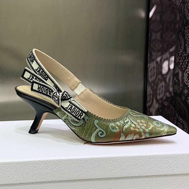 J'Adior Slingback Pumps Women Brocart Motif Canvas Green - Image 3