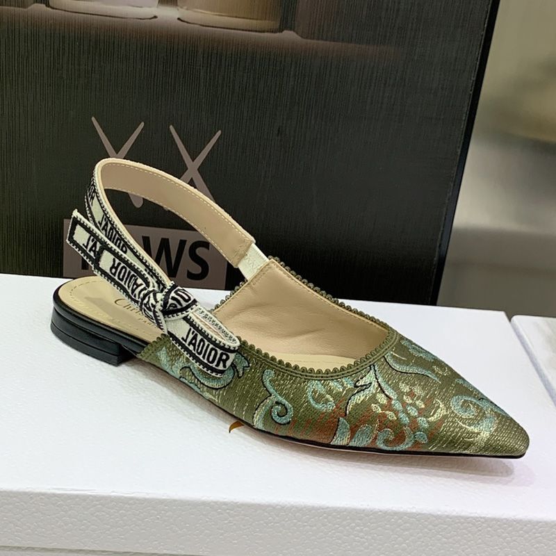 J'Adior Slingback Pumps Women Brocart Motif Canvas Green - Image 4